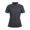 Charcoal Aqua Ladies Piping Polo Shirts